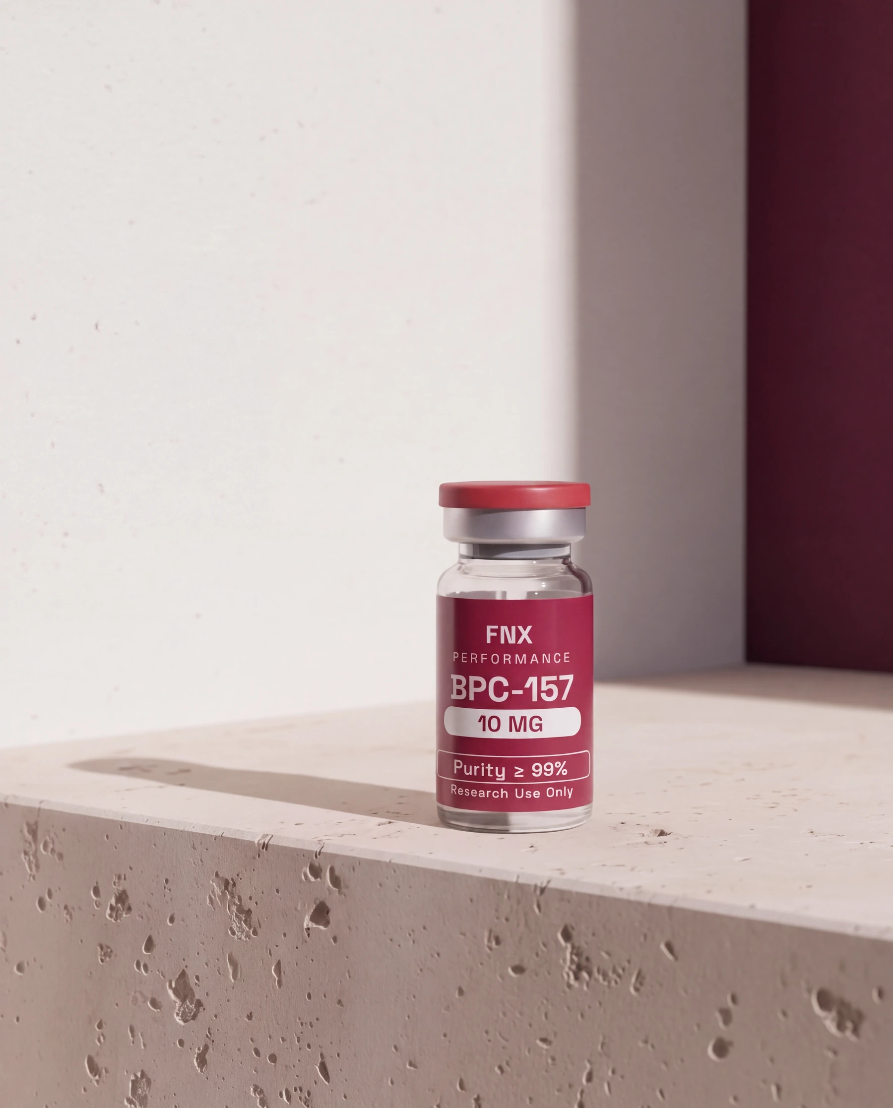 BPC-157 vial on a stone plinth