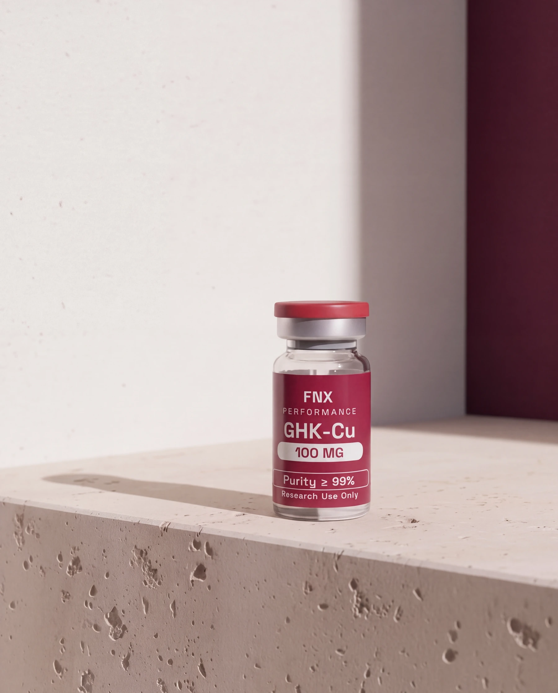 GHK-Cu vial on a stone plinth