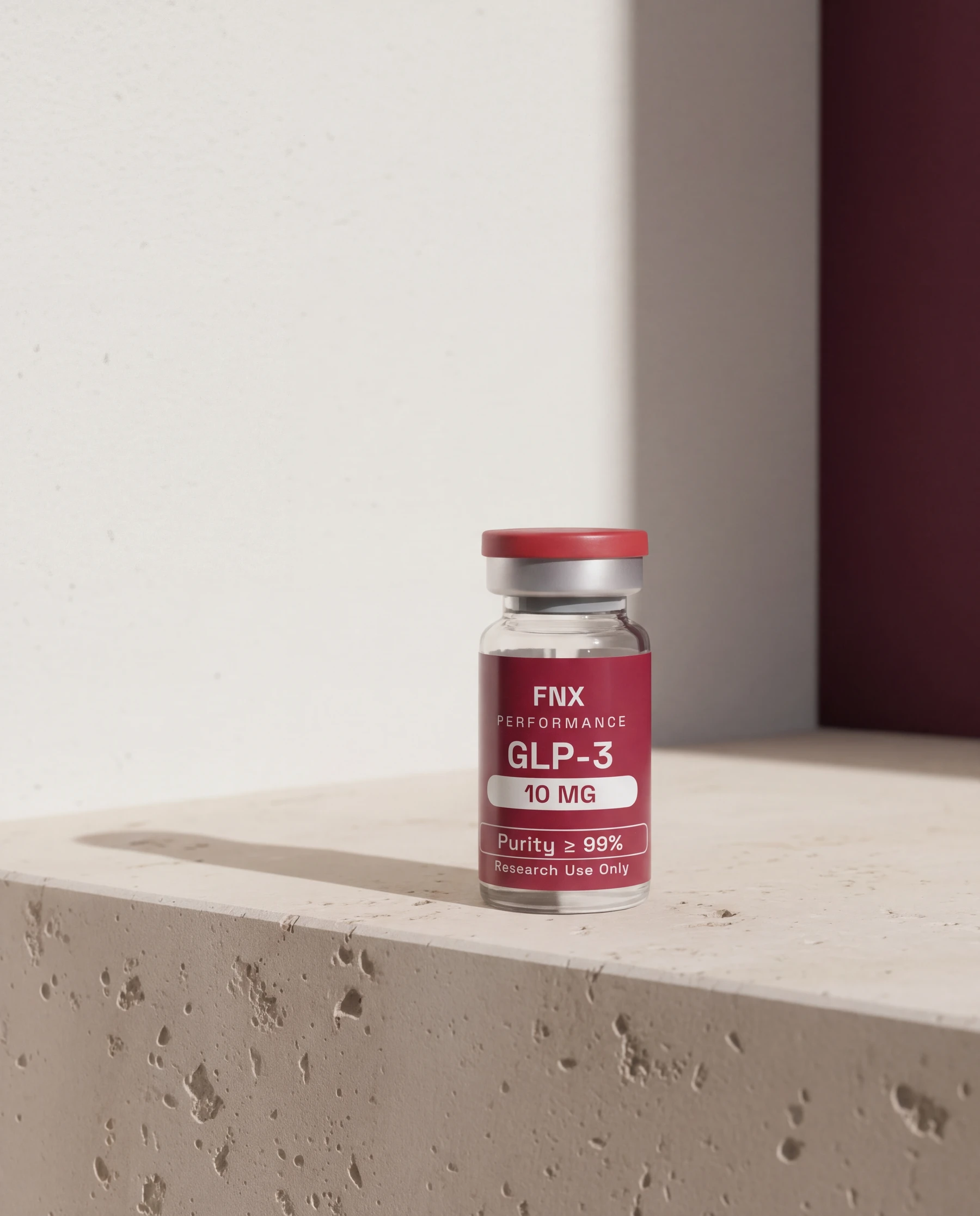 GLP-3 vial on a stone plinth