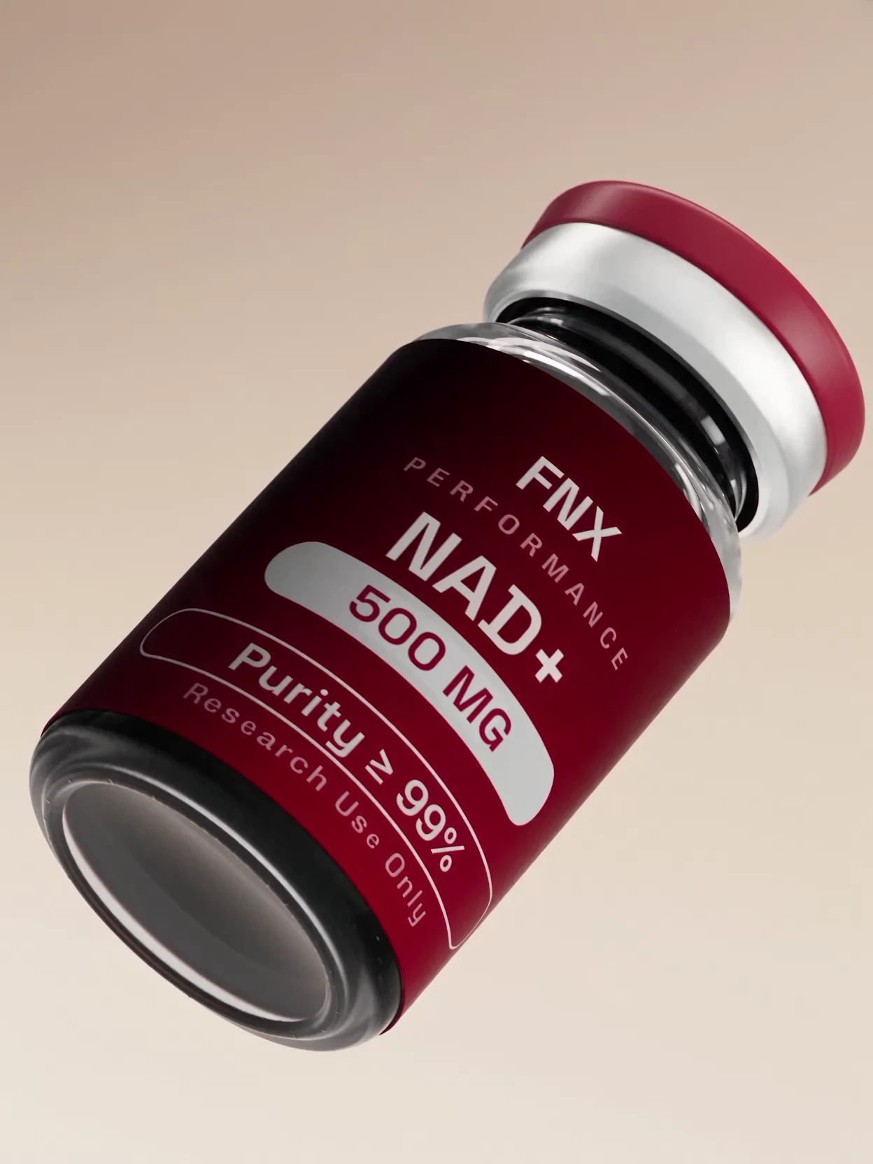 NAD+ research vial in a studio scene